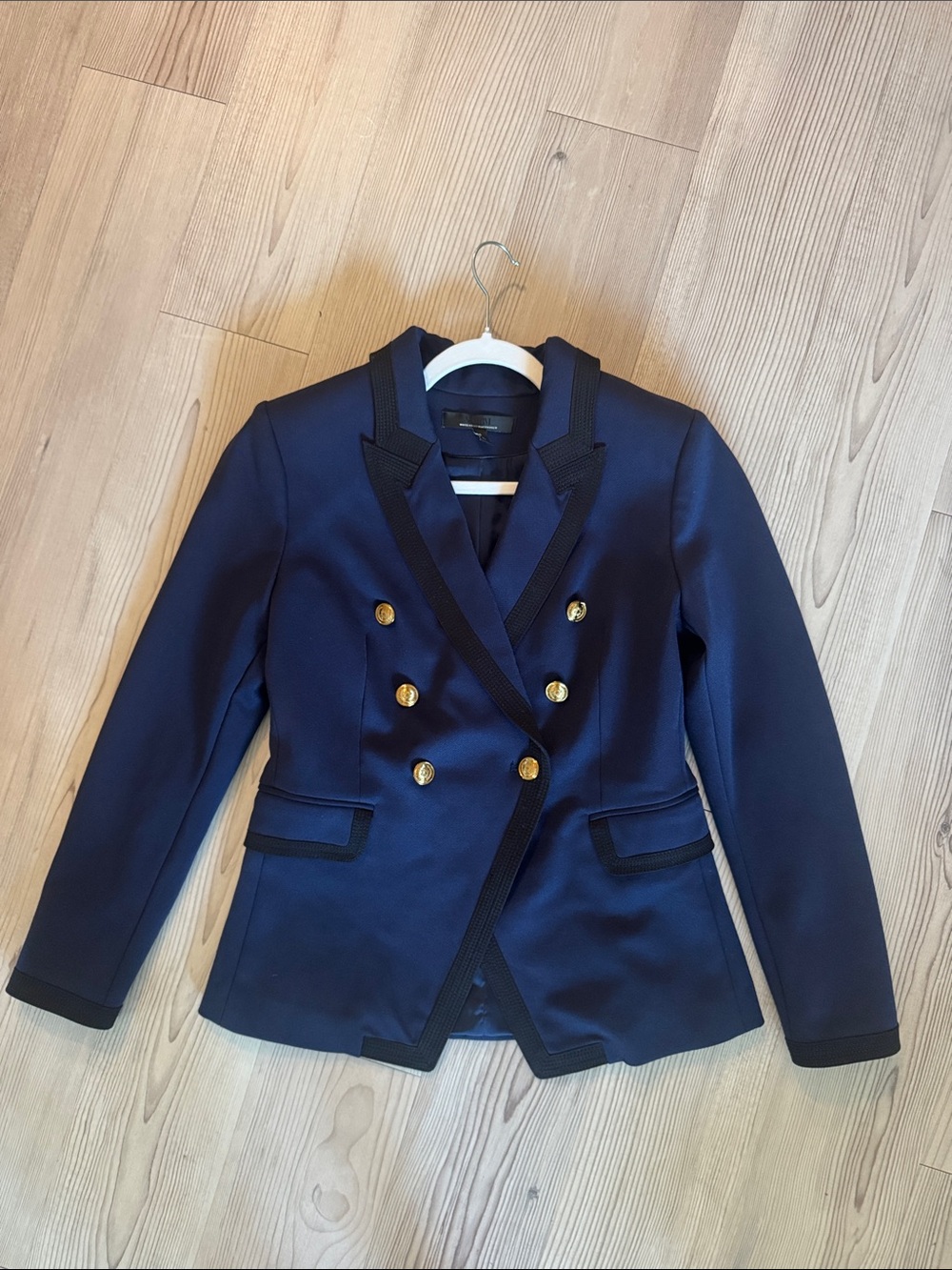 White House Black Market Navy Double-Breasted Blazer with Gold Buttons